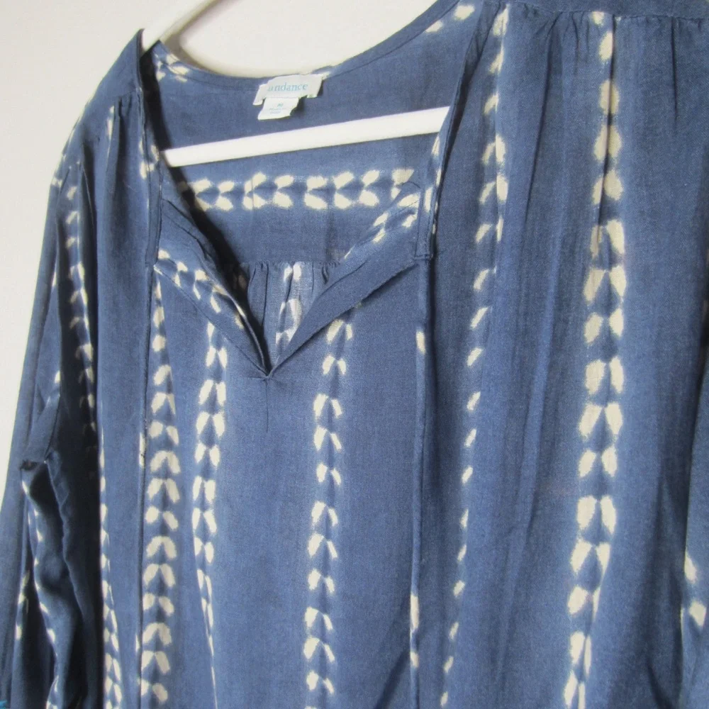 Sundance Joy in Beauty Blue Tie Dye Print Embroidered Floral Top -  Size medium - Picture 5 of 6